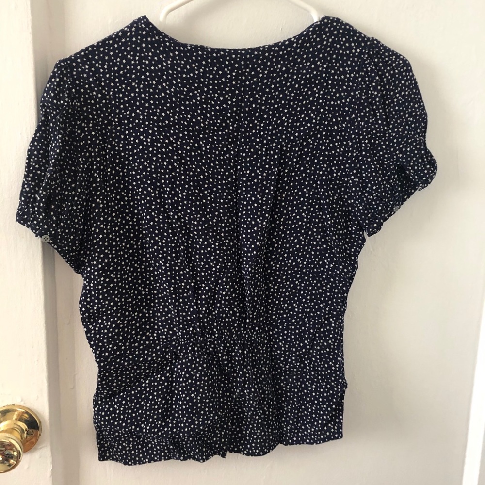 J. Crew Navy Star Print Peplum Top Size 4-6 - Picture 4 of 5